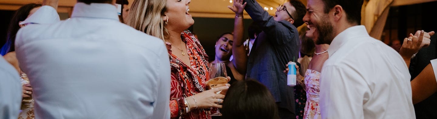 close-up of people dancing at corporate event
