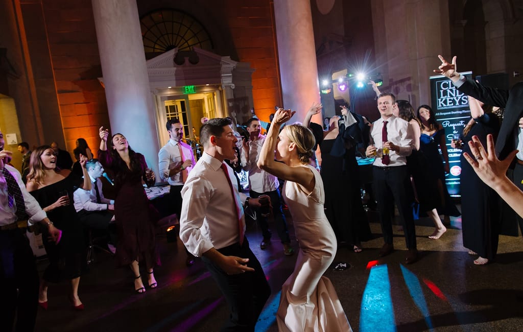 bride and groom dancing on dance floor