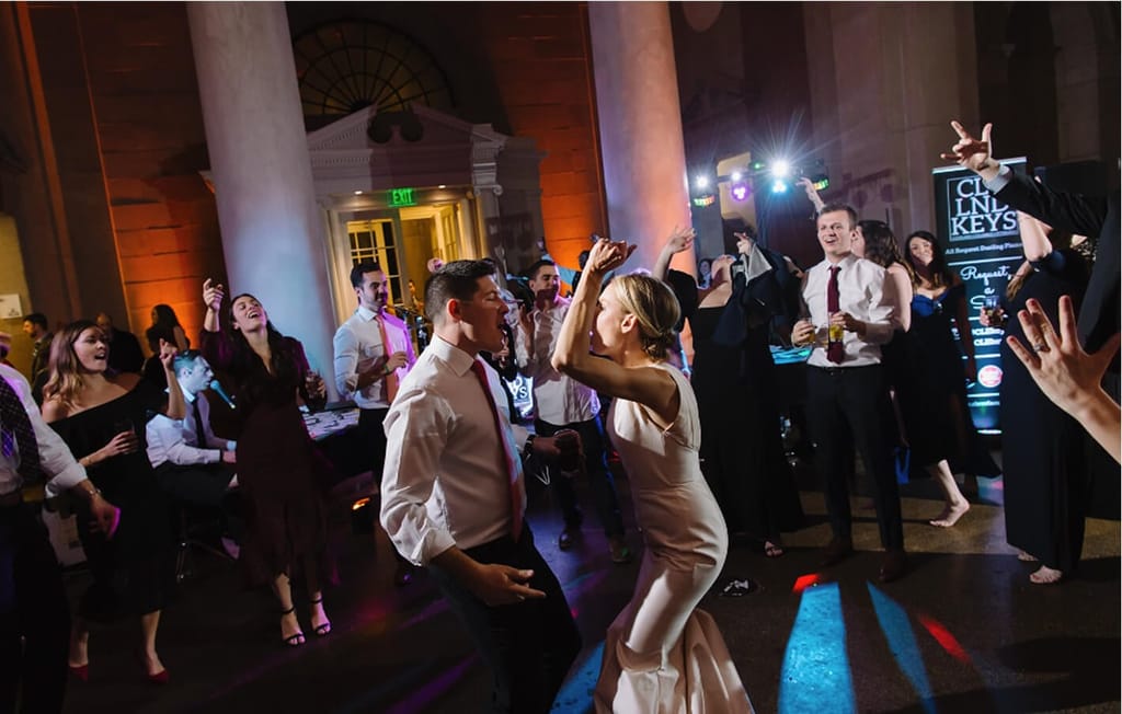 bride and groom dancing on dance floor